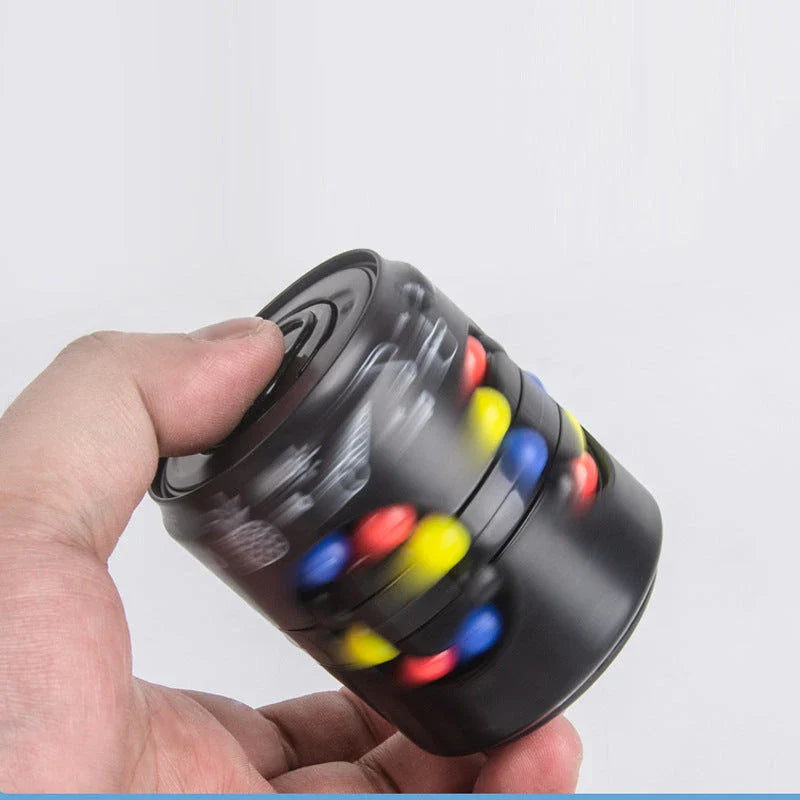 Rubik's Cube-inspired stress relief spinner toy with vibrant colour-changing beads and premium British design