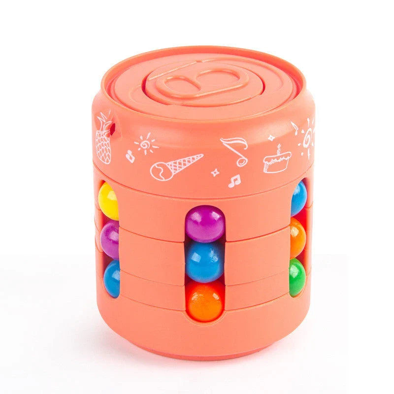 Rubik's Cube-inspired stress relief spinner toy with vibrant colour-changing beads and premium British design