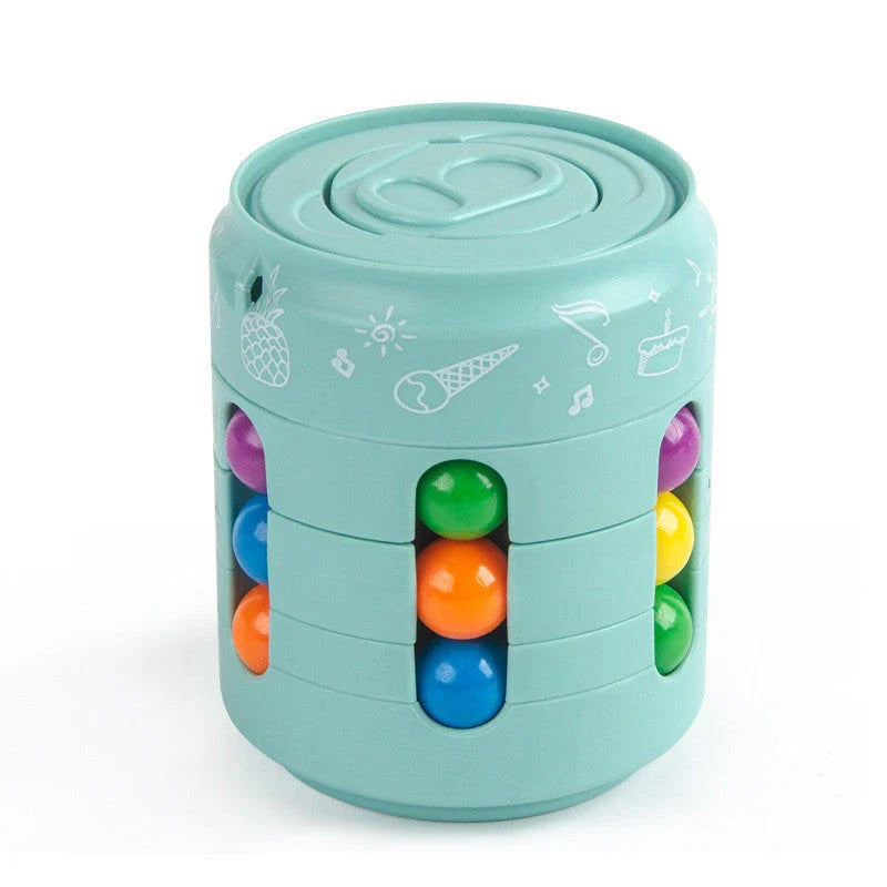 Rubik's Cube-inspired stress relief spinner toy with vibrant colour-changing beads and premium British design