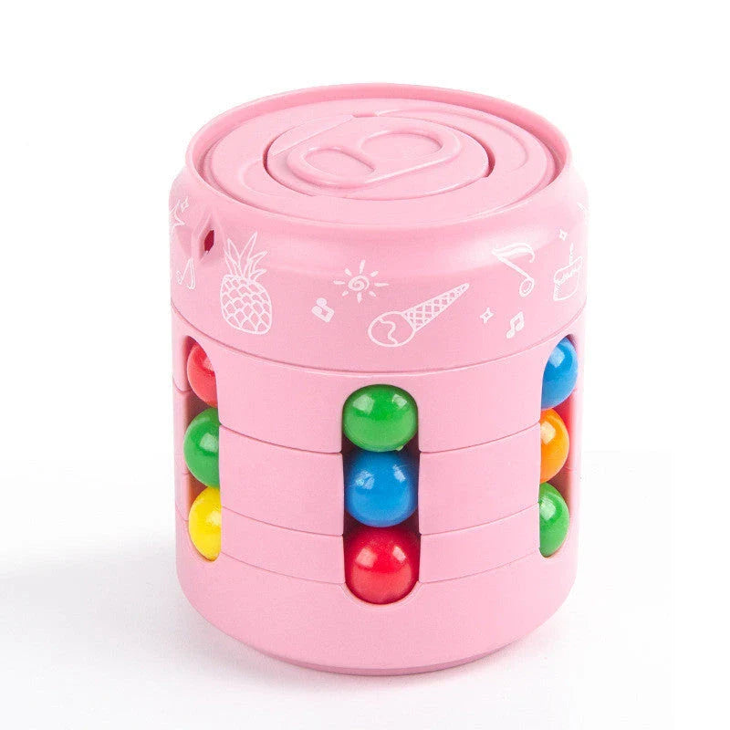 Rubik's Cube-inspired stress relief spinner toy with vibrant colour-changing beads and premium British design