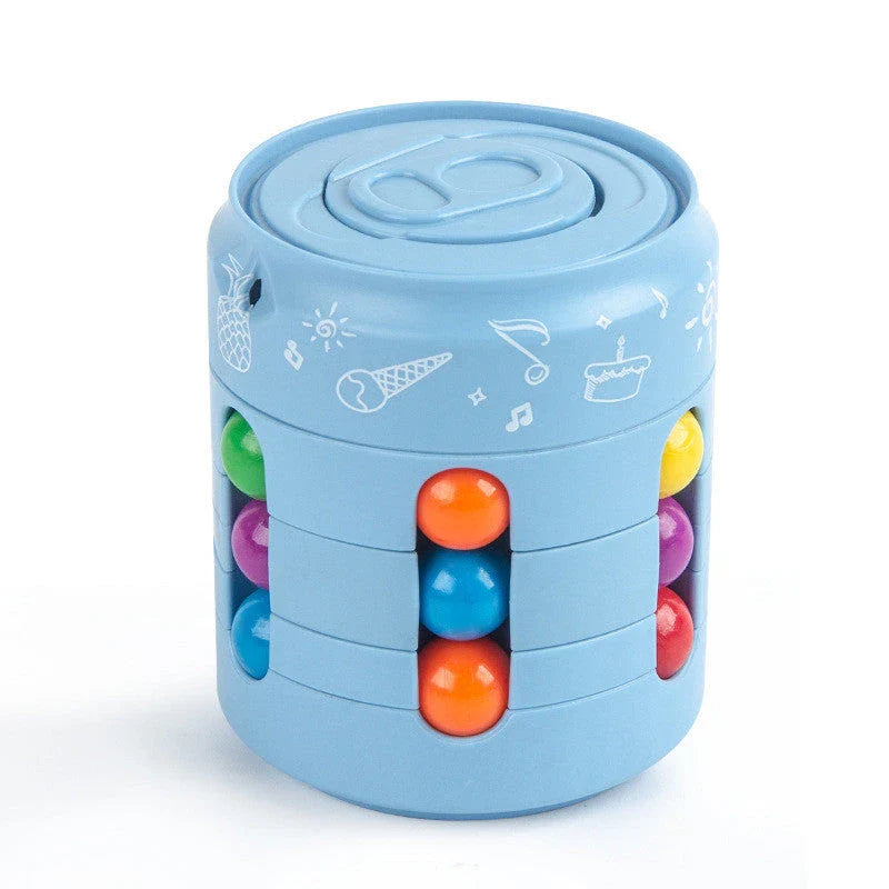 Rubik's Cube-inspired stress relief spinner toy with vibrant colour-changing beads and premium British design
