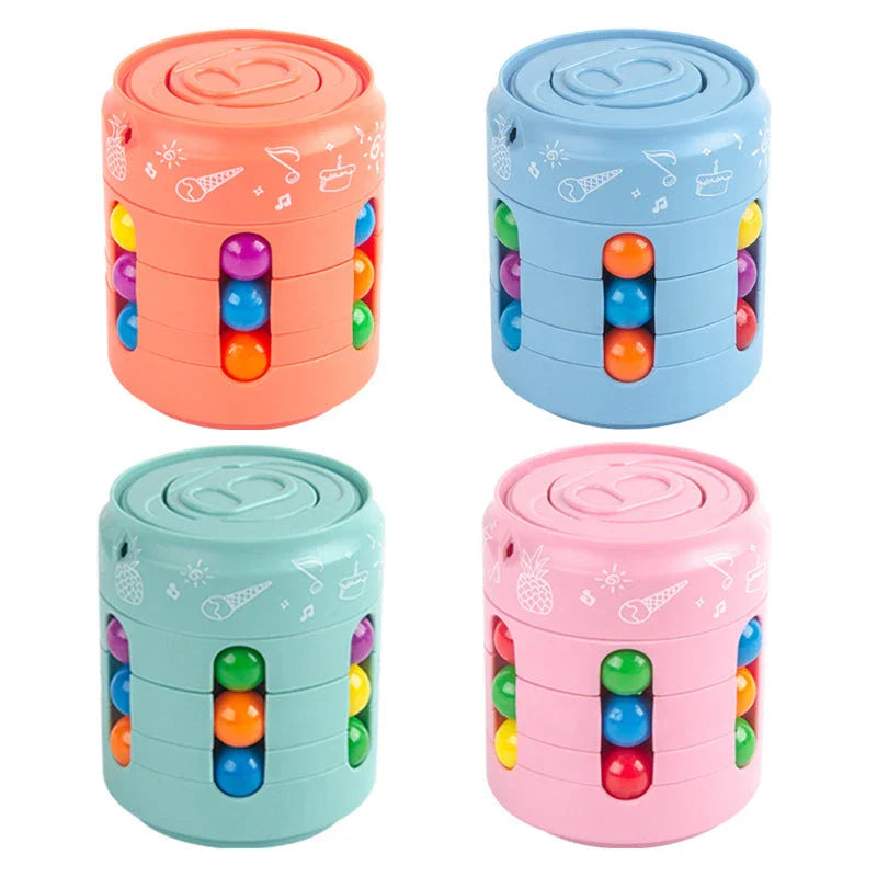 Rubik's Cube-inspired stress relief spinner toy with vibrant colour-changing beads and premium British design