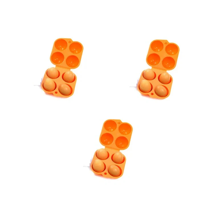 Orange portable ABS plastic egg storage box for camping and picnics