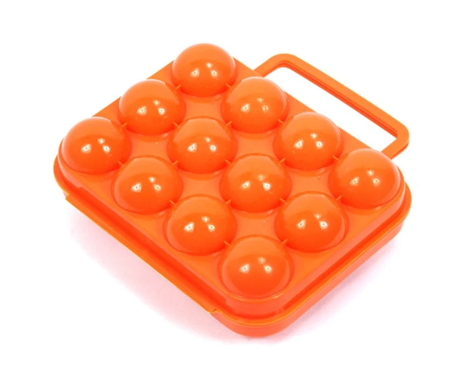 Orange portable ABS plastic egg storage box for camping and picnics