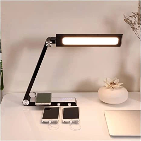 Sleek wireless charging desk lamp with adjustable brightness, color temperature, and aluminium alloy construction