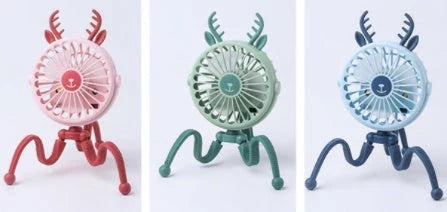 Portable USB Rechargeable Stroller Fan with Adorable Animal Design for Keeping Baby Cool and Comfortable