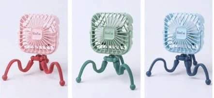 Portable USB Rechargeable Stroller Fan with Adorable Animal Design for Keeping Baby Cool and Comfortable
