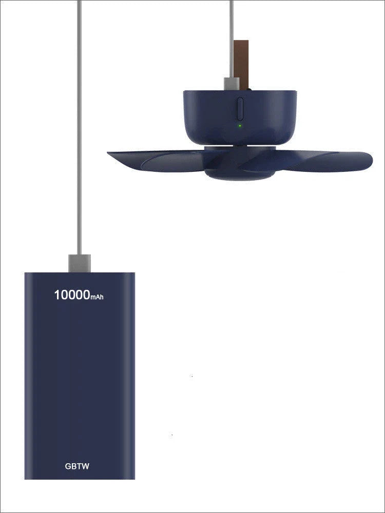 Stylish USB-powered ceiling fan with adjustable wind speeds and remote control for versatile cooling in any setting