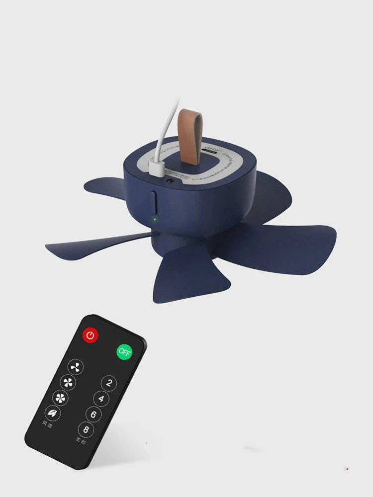 Stylish USB-powered ceiling fan with adjustable wind speeds and remote control for versatile cooling in any setting
