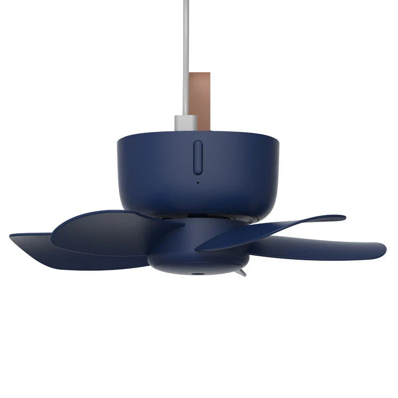 Stylish USB-powered ceiling fan with adjustable wind speeds and remote control for versatile cooling in any setting