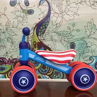 Sturdy three-wheeled balance bike for British toddlers with durable steel frame, comfortable PU leather seat, and smooth-rolling EVA foam tyres