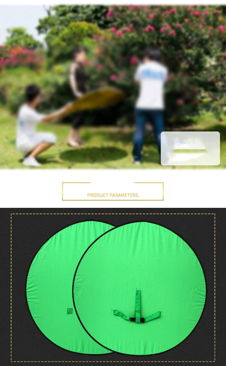Green screen background board for photography with foldable design and steel spring frame