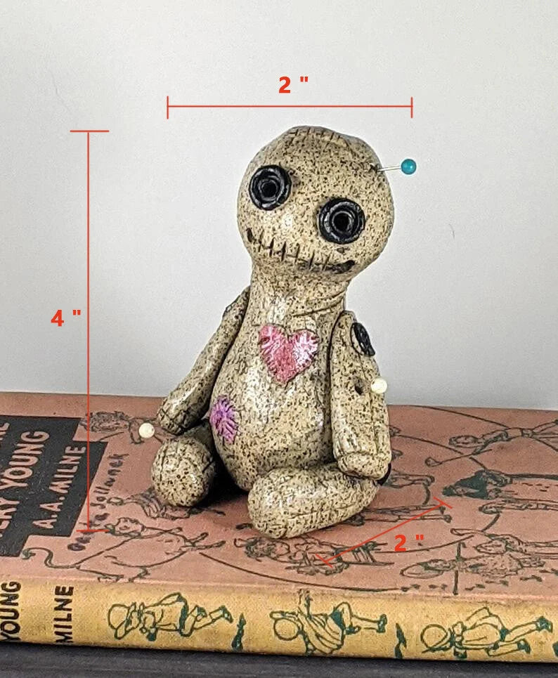 Handcrafted voodoo doll cone incense burner with smoke effect
