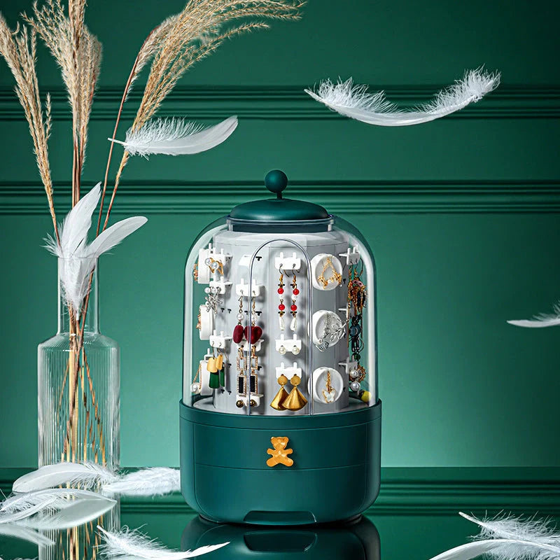 GiftHomen UK Fashion 360 Rotating Jewelry Box with Transparent Dust Cover