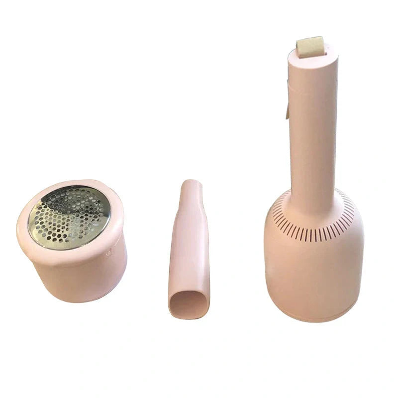 Portable rechargeable vacuum cleaner with hairball trimmer and USB charging