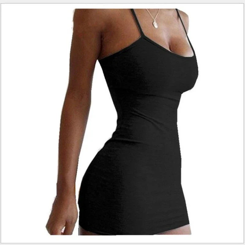 Stylish spaghetti strap mini dress in various colors, perfect for any occasion