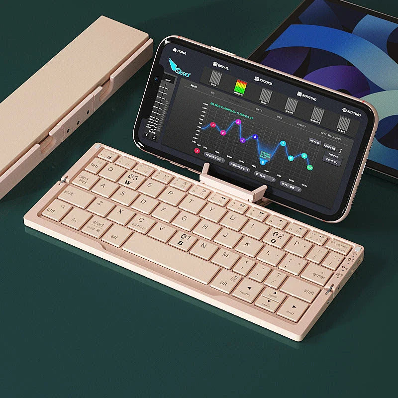 Compact Foldable Bluetooth Keyboard with Premium Aluminum Alloy Construction and Multi-Device Connectivity
