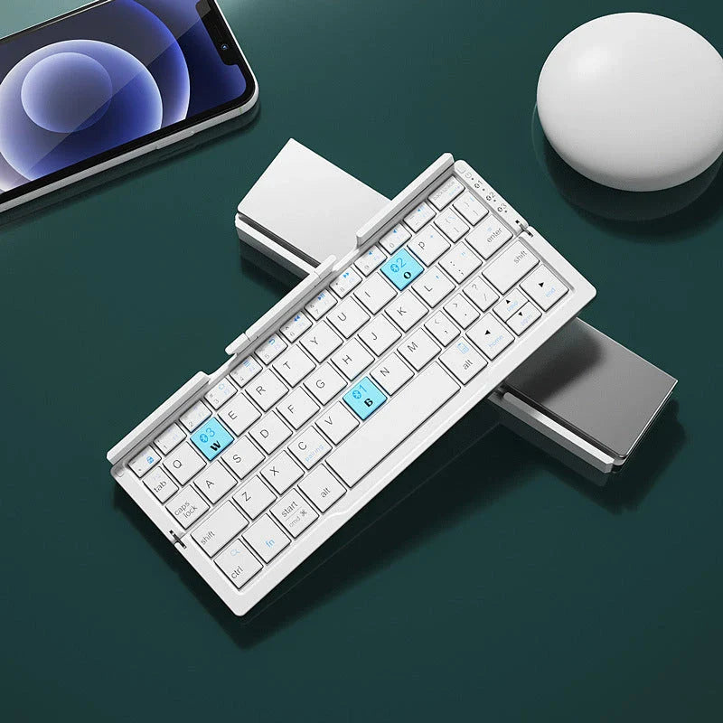 Compact Foldable Bluetooth Keyboard with Premium Aluminum Alloy Construction and Multi-Device Connectivity