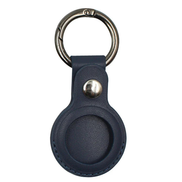 Premium leather AirTag keychain case in various colors, providing durable protection and stylish carry for your Apple tracking device