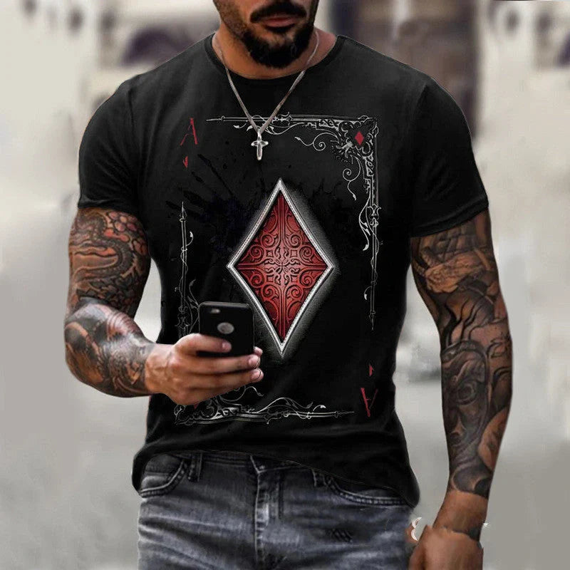 Men's Playing Card Print T-Shirt in various colors and sizes