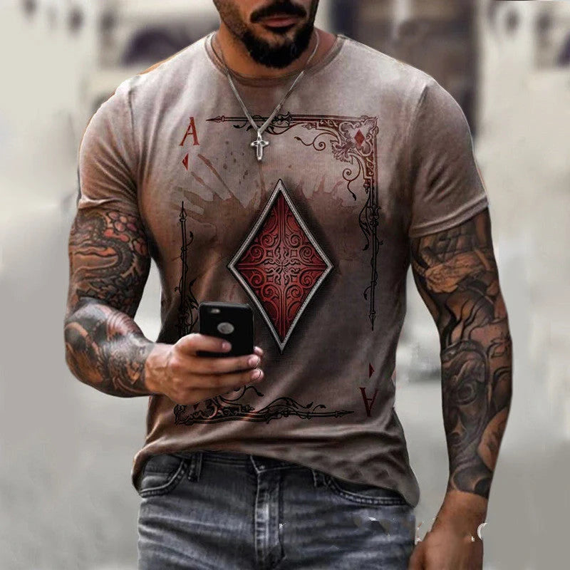 Men's Playing Card Print T-Shirt in various colors and sizes
