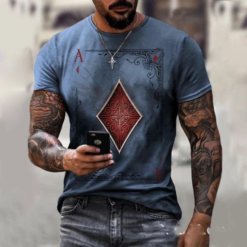 Men's Playing Card Print T-Shirt in various colors and sizes
