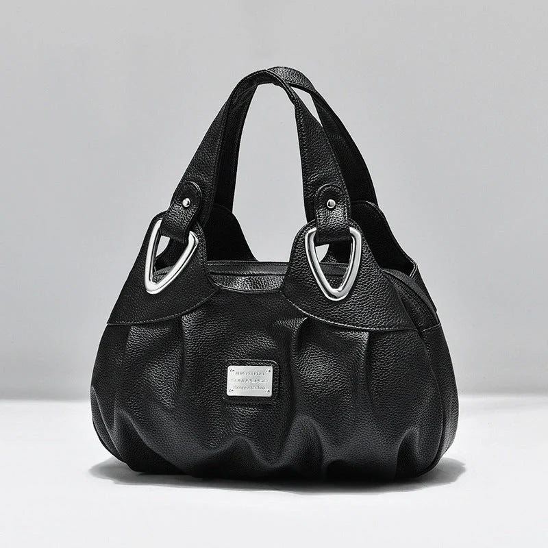Women's multicolour PU leather dumpling handbag with floral design and multiple pockets
