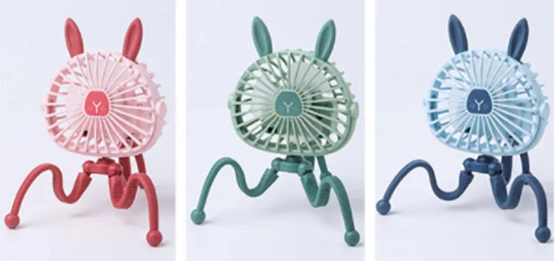 Portable USB Rechargeable Stroller Fan with Adorable Animal Design for Keeping Baby Cool and Comfortable