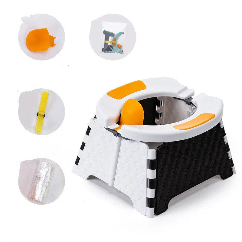 Portable Folding Baby Potty Seat with Slip-Resistant Surface and Removable Waste Bag for Hygienic Toilet Training
