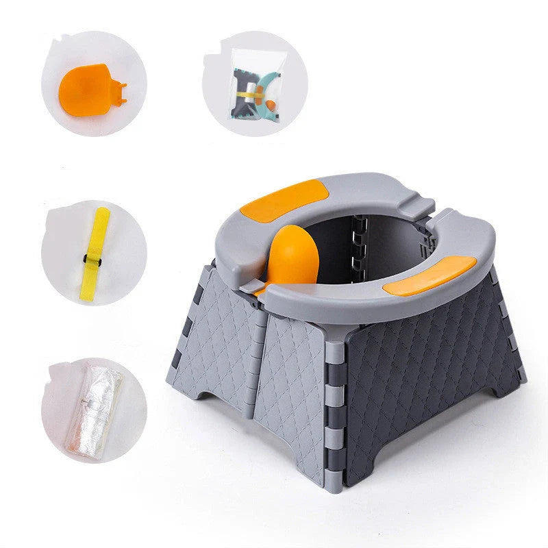 Portable Folding Baby Potty Seat with Slip-Resistant Surface and Removable Waste Bag for Hygienic Toilet Training