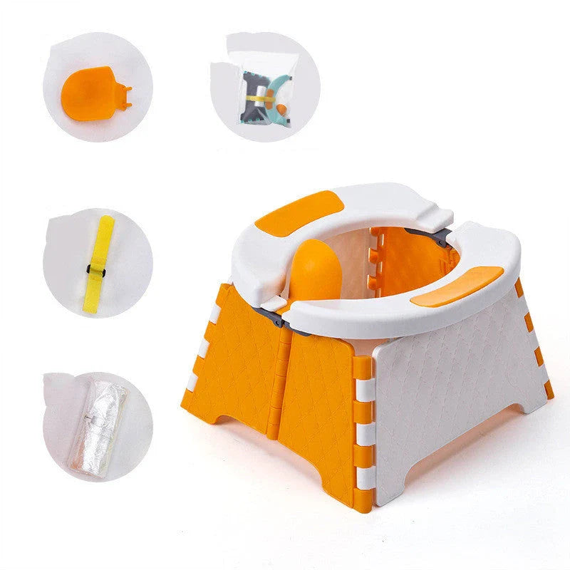 Portable Folding Baby Potty Seat with Slip-Resistant Surface and Removable Waste Bag for Hygienic Toilet Training