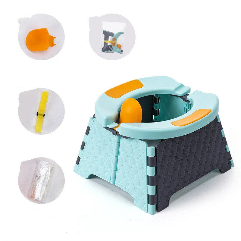Portable Folding Baby Potty Seat with Slip-Resistant Surface and Removable Waste Bag for Hygienic Toilet Training