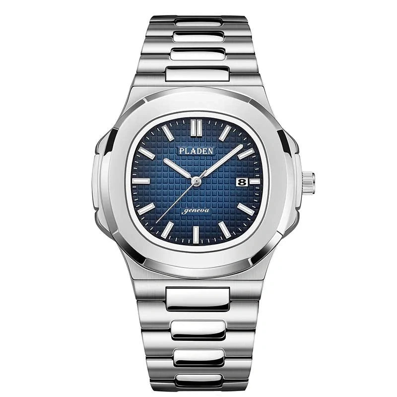 Premium Waterproof Quartz Watch with stainless steel case, mineral glass face, and quartz movement for reliable timekeeping