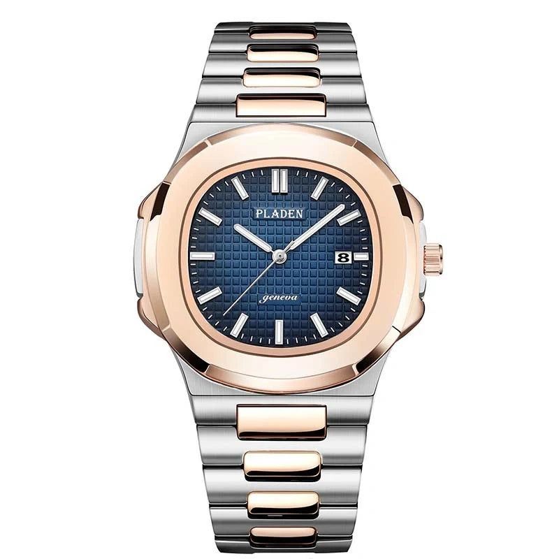 Premium Waterproof Quartz Watch with stainless steel case, mineral glass face, and quartz movement for reliable timekeeping