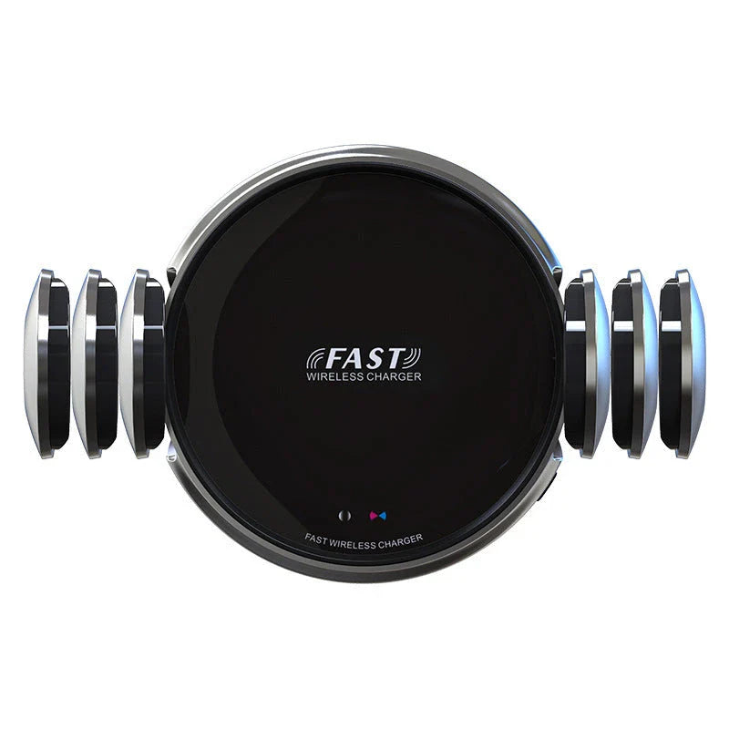 Magnetic car phone holder with wireless charging for smartphones, providing a secure and convenient in-car mount solution.