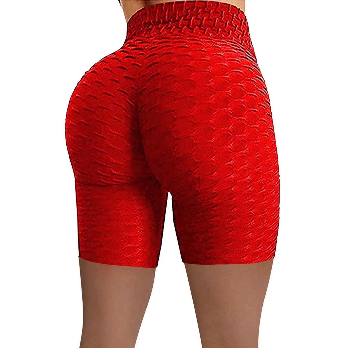 Women's high-waist sports leggings with jacquard compression fabric and back fold design