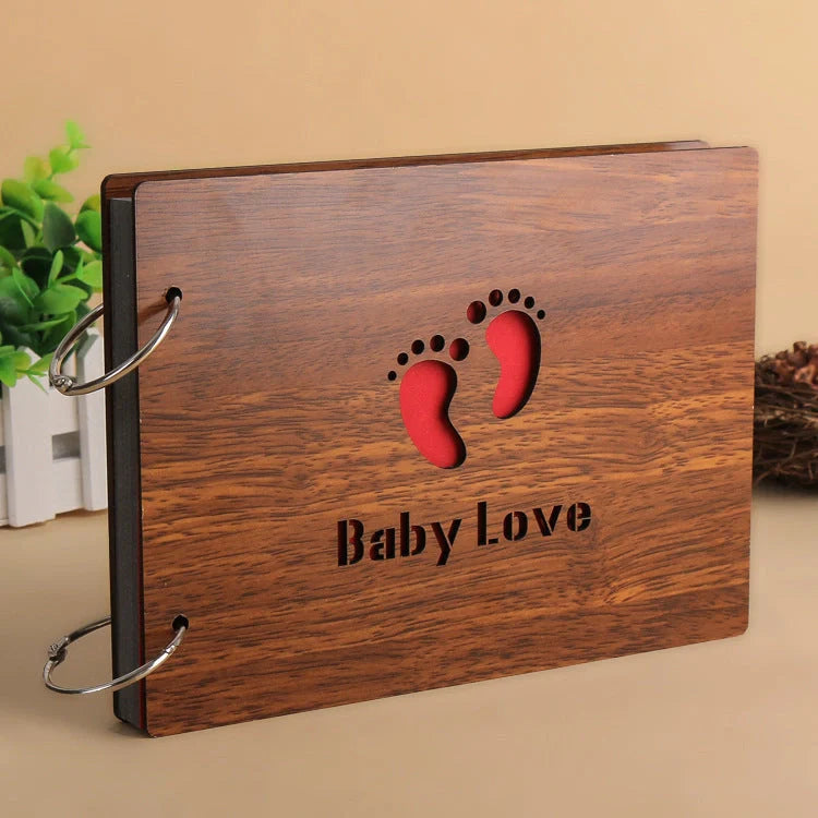 Handmade wooden photo album with custom designs for memory preservation