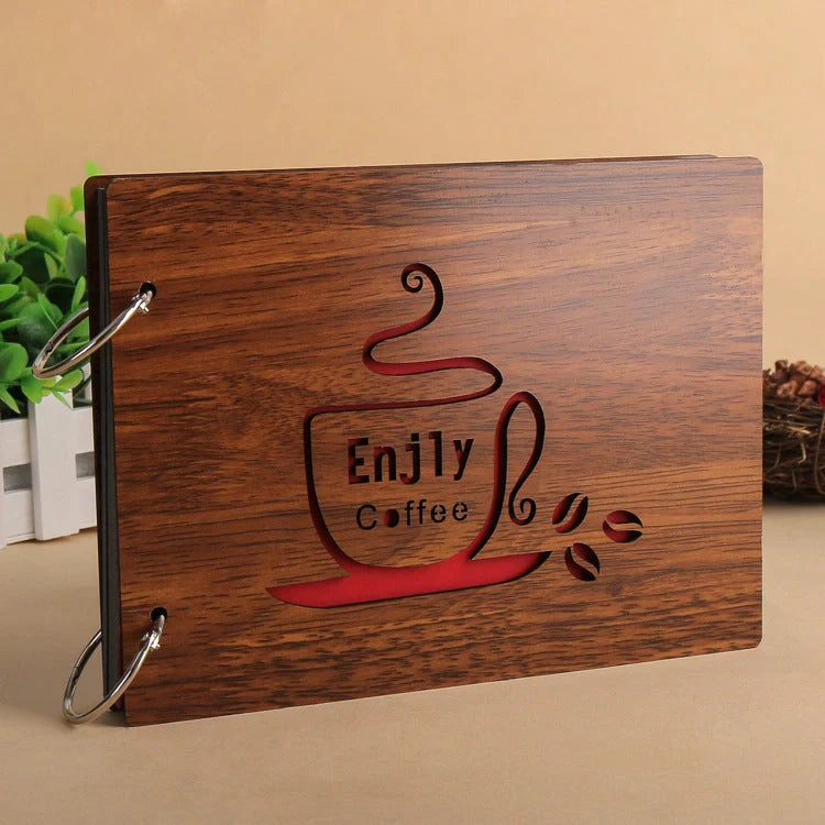 Handmade wooden photo album with custom designs for memory preservation