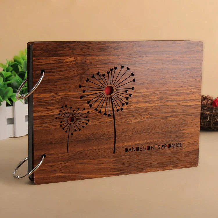 Handmade wooden photo album with custom designs for memory preservation