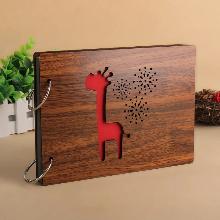 Handmade wooden photo album with custom designs for memory preservation