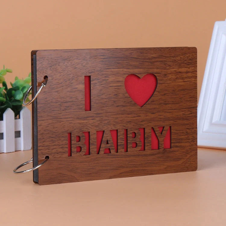 Handmade wooden photo album with custom designs for memory preservation