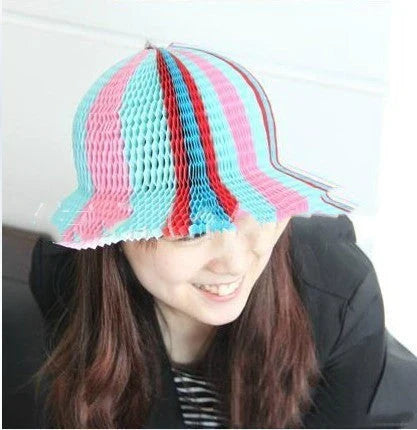 A versatile transforming paper sun hat that can be used for various holiday celebrations and outings