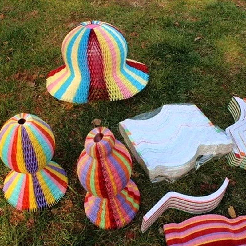 A versatile transforming paper sun hat that can be used for various holiday celebrations and outings