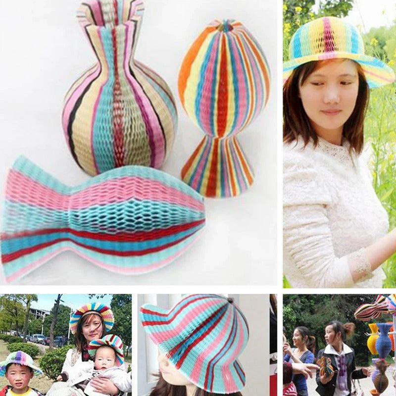 A versatile transforming paper sun hat that can be used for various holiday celebrations and outings