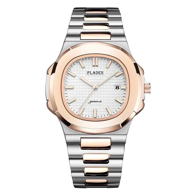 Premium Waterproof Quartz Watch with stainless steel case, mineral glass face, and quartz movement for reliable timekeeping