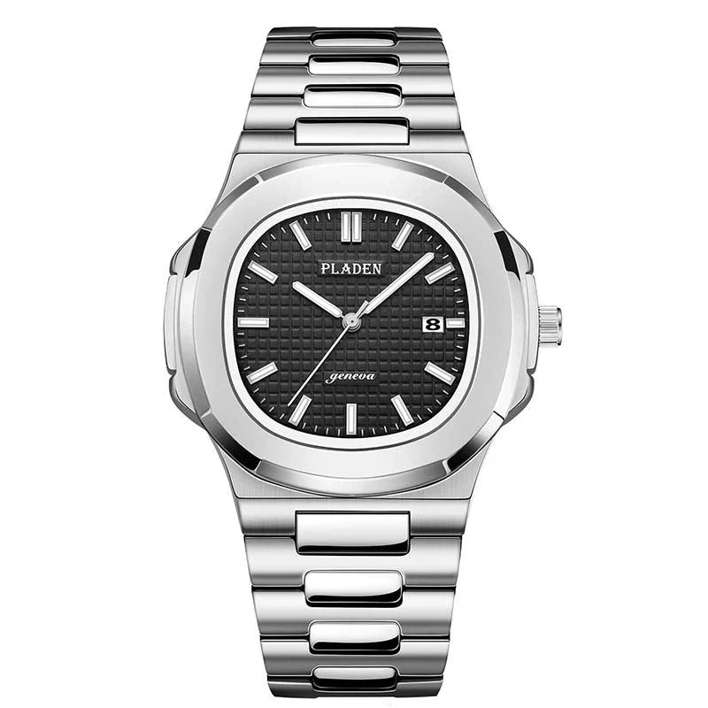 Premium Waterproof Quartz Watch with stainless steel case, mineral glass face, and quartz movement for reliable timekeeping