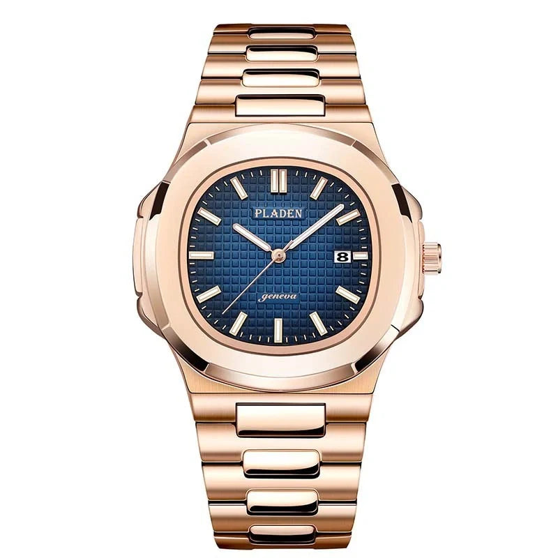 Premium Waterproof Quartz Watch with stainless steel case, mineral glass face, and quartz movement for reliable timekeeping