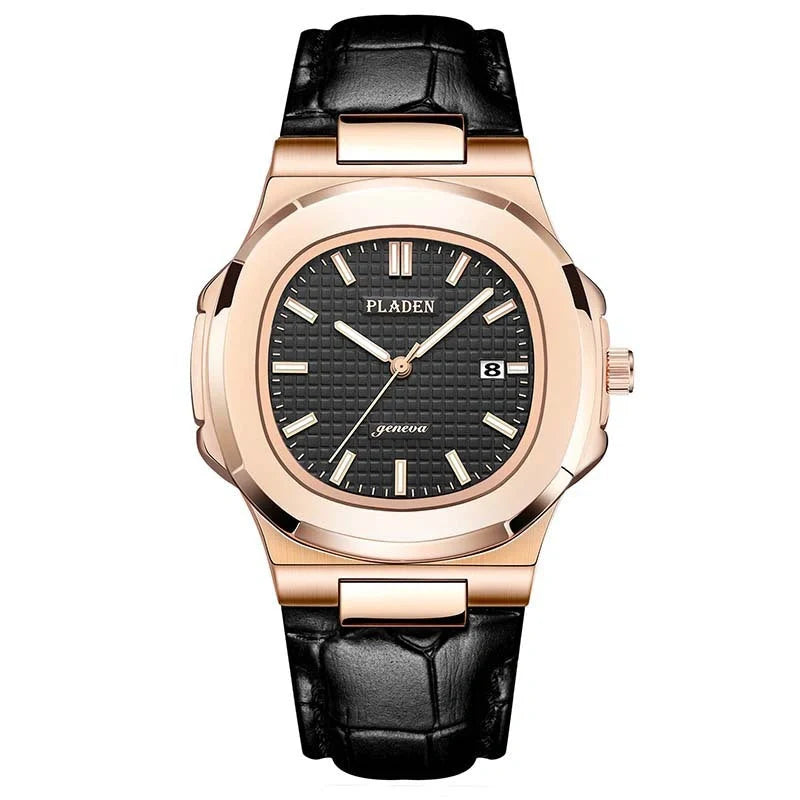 Premium Waterproof Quartz Watch with stainless steel case, mineral glass face, and quartz movement for reliable timekeeping