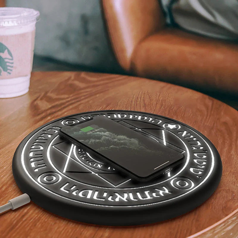 Stylish wireless fast-charging phone dock with mesmerizing ambient glow for modern home and office use