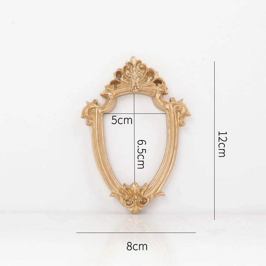 Golden Retro Photo Frame displaying jewellery and art in a Nordic-style resin design